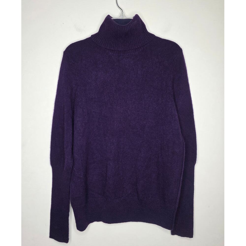Aqua Cashmere dark purple long sleeve turtleneck sweater - small